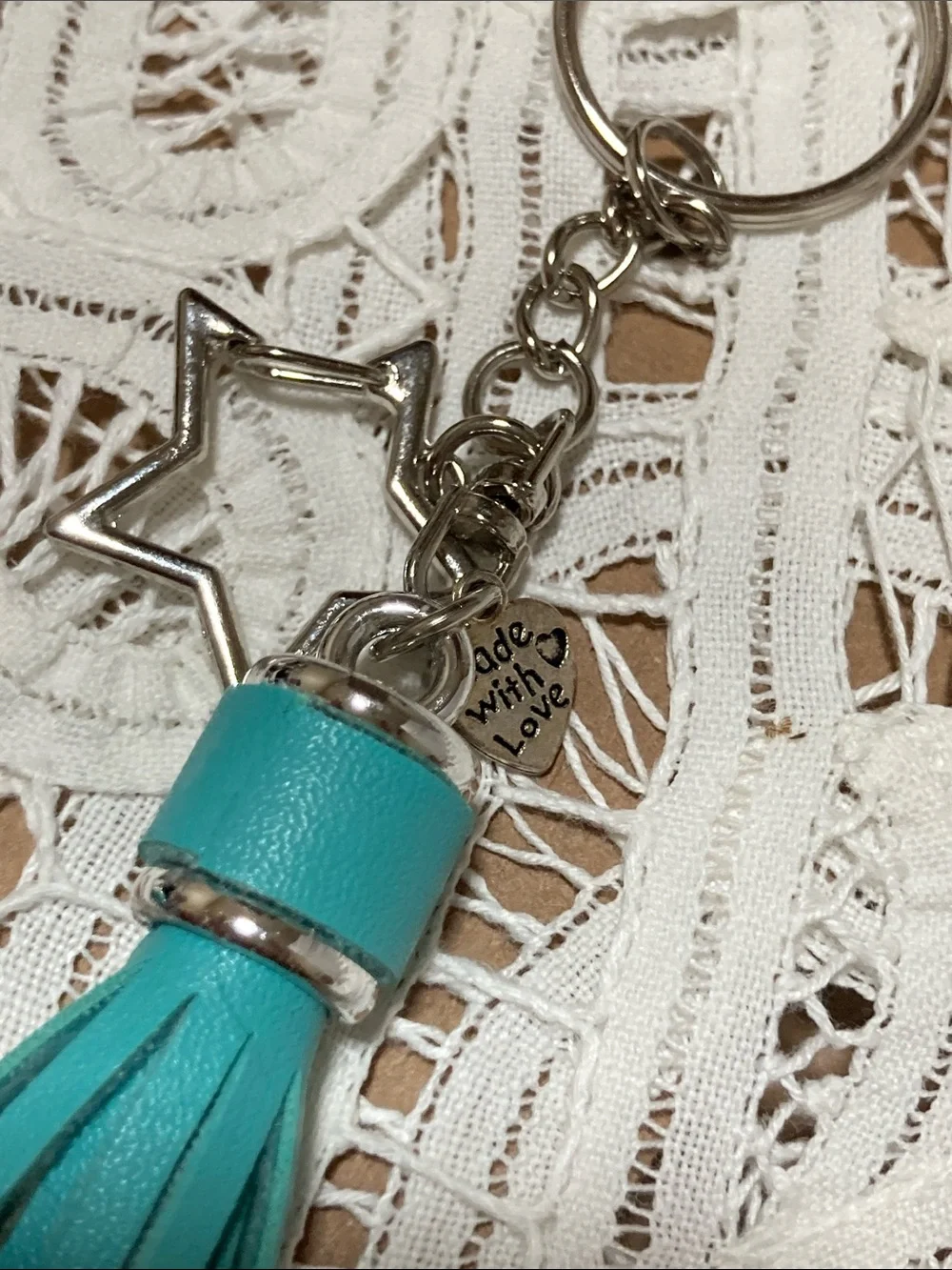 Handmade Teal Tassel Keychain - Unbranded